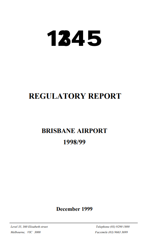 1998-99 Regulatory reports - Phase 1 airports cover