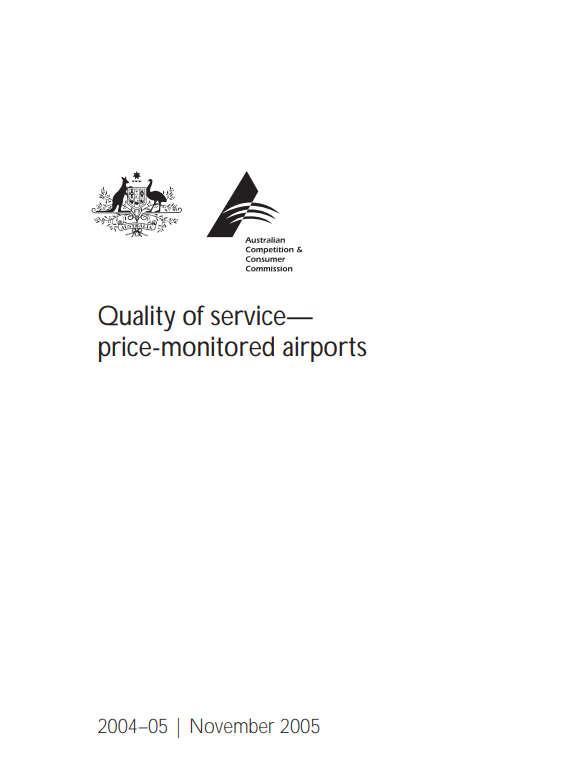 Airport monitoring - Quality of service 2004-05 cover