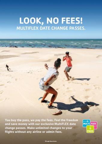 An example of one of the alleged misleading advertisements by STA Travel. Look, no fees! Multiflex date change passes.