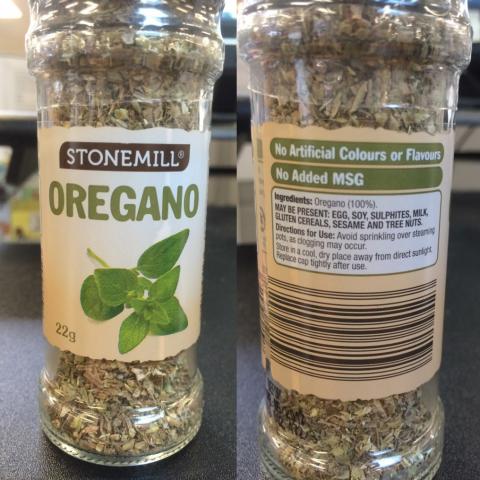Stonemill oregano product image front and back