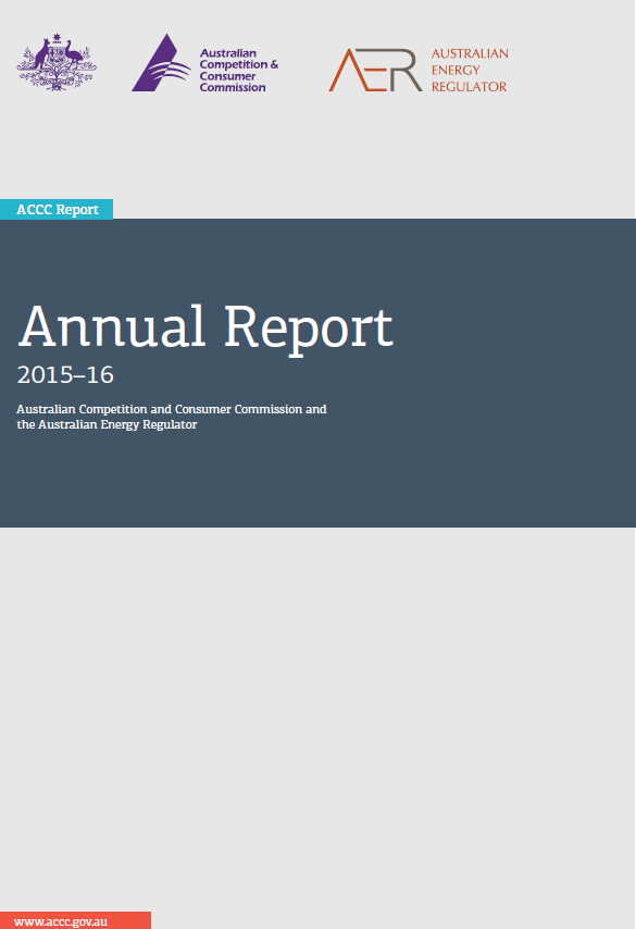 Cover page of ACCC & AER annual report 2015-16
