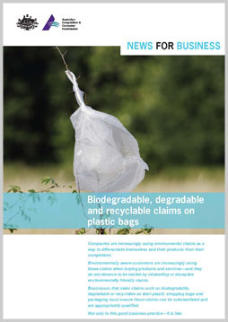 Biodegradable, degradable and recyclable claims on plastic bags publication cover