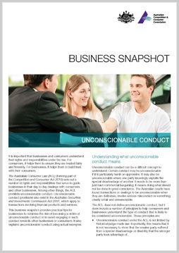 Business Snapshot Unconscionable conduct cover