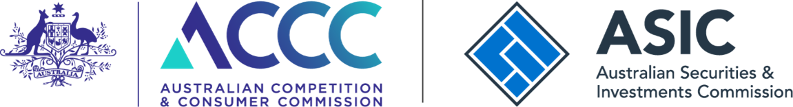 Australian Competition and Consumer Commission and Australian Securities and Investment Commission logos