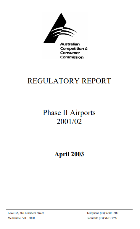 2001-02 Regulatory reports - phase 2 airports cover