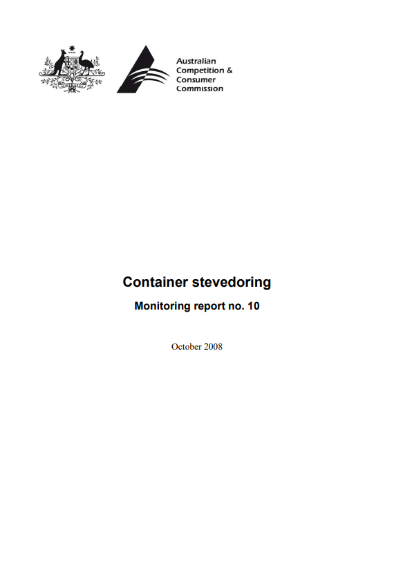 ACCC Container stevedoring monitoring report no 10 cover