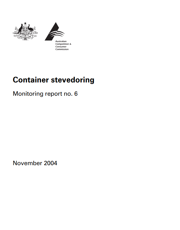 ACCC Container stevedoring monitoring report no 6 cover