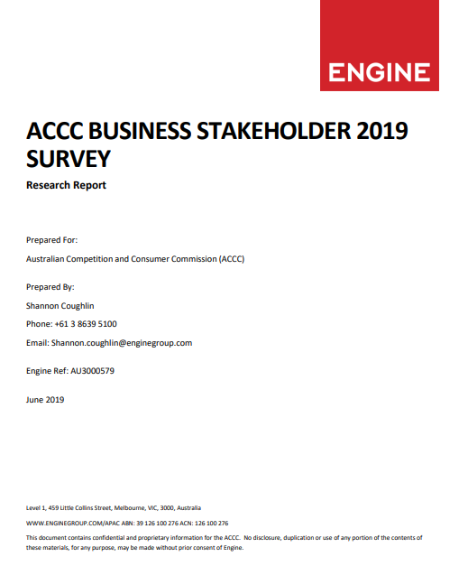 ACCC business stakeholder 2019 survey cover