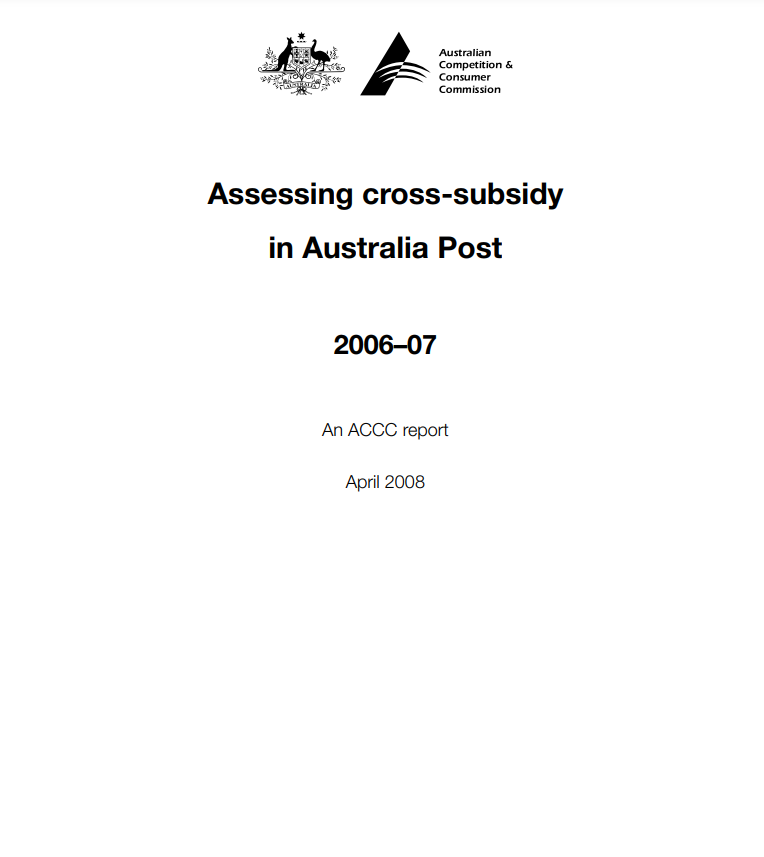 Assessing cross-subsidy in Australia Post 2006-07 cover
