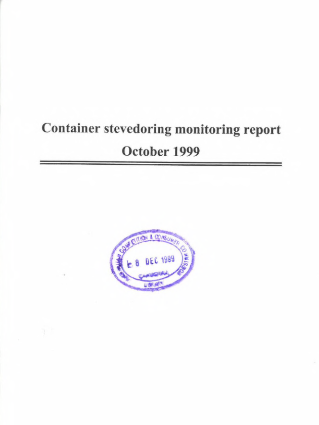 Container stevedoring report no 1 - October 1999 cover