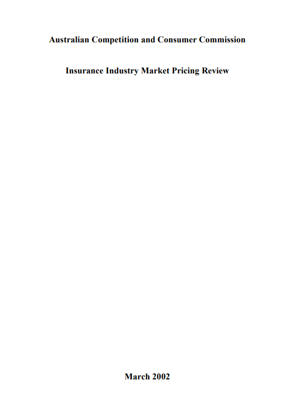 Insurance industry market pricing review March 2002 cover