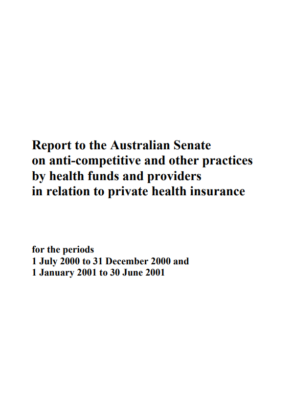 Private health insurance report 2000-01 cover