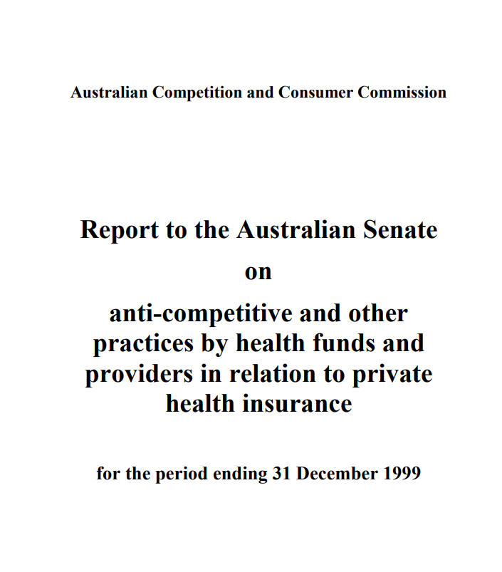 Report to the Australian Senate on anti-competitive dec 1999