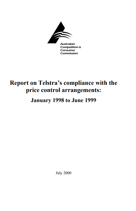 Telstra's compliance with the price control arrangements 1998-99 cover