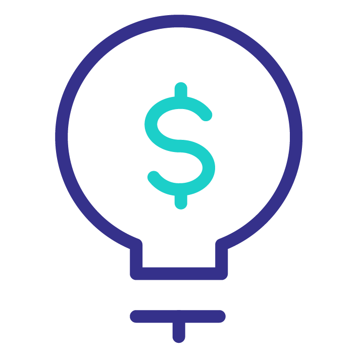 Icon of lightbulb with dollar sign inside