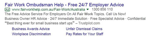 An example of the Google Ads run by Employsure