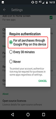 Confirm authentication is required for all purchases