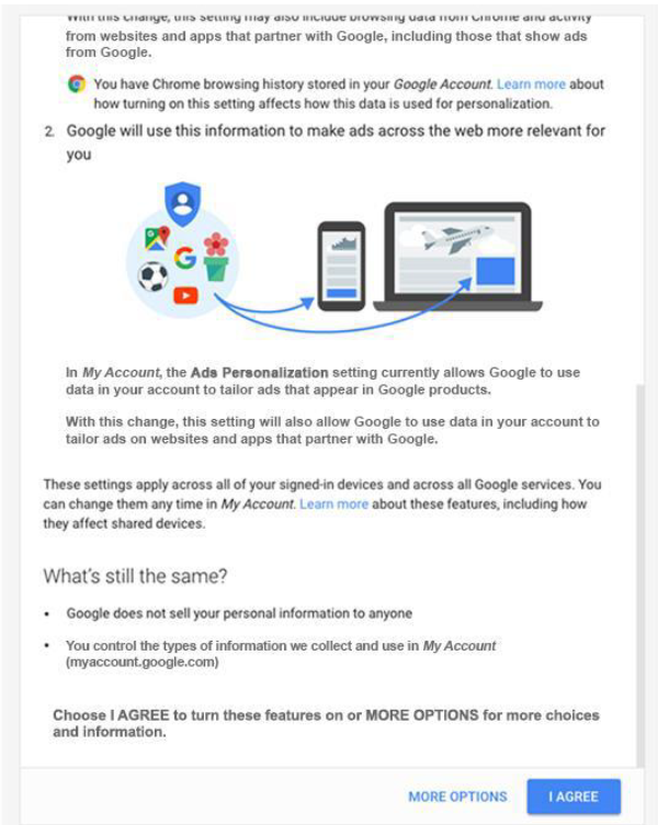 Screenshot of Google message advertising new features