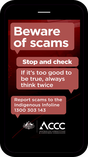 Example picture of a beware of scam magnet