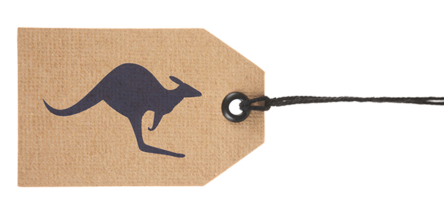 Brown label with kangaroo graphic