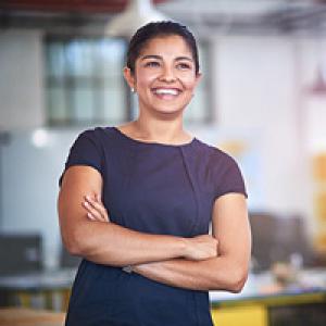 Woman smiling in workplace