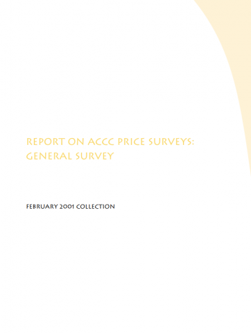 Report on ACCC Price Surveys - general survey Feb 2001 cover
