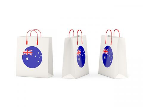 Shopping bags with Australian flag graphic