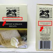 Maggie Beer Products Rosemary and Verjuice Biscuits with labelling issues highlighted
