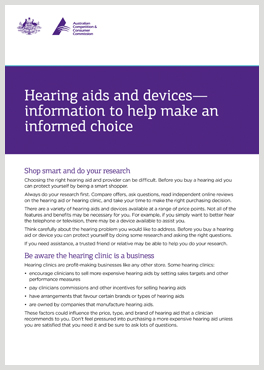 Hearing aids and devices – information to help make an informed choice