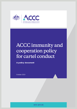 ACCC immunity & cooperation policy for cartel conduct - October 2019 cover
