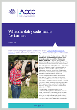What the dairy code means for farmers - fact sheet