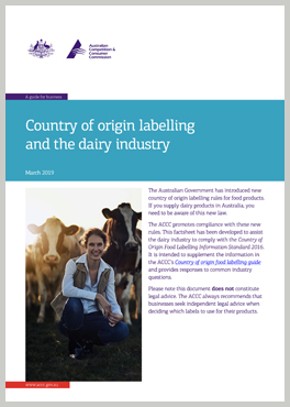 Country of origin labelling and the dairy industry_March 2019 cover