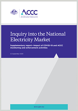 Inquiry into the National Electricity Market - supplementary September 2020 report cover