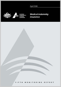 Medical indemnity insurance: fifth monitoring report cover