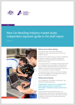 New Car Retailing Industry market study: independent repairers’ guide to the draft report