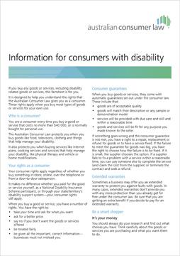 Information for consumers with disability cover