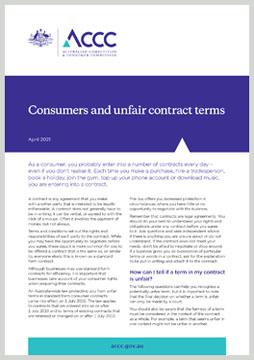Consumers and unfair contract terms cover