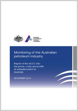 Cover page of Monitoring of the Australian petroleum industry 2012 - Report