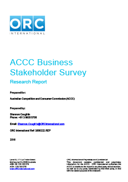 ACCC business stakeholder survey report 2016 cover