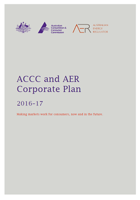 cover page of ACCC and AER Corporate Plate 2016-17